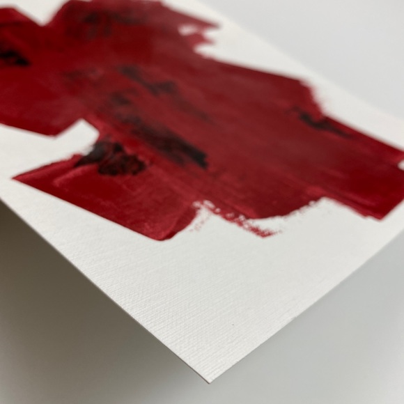 Abstract Acrylic Original Painting On Canvas Paper 9X12 Wall Art Red - Picture 3 of 8